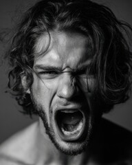 man anger compressed inward