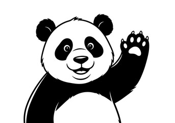 Fototapeta premium illustration of a playful panda waving, clipart style