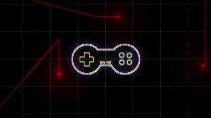 Animation of you win text over scope scanning and spots on blue background - Powered by Adobe