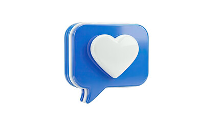 Blue speech bubble with white heart icon
