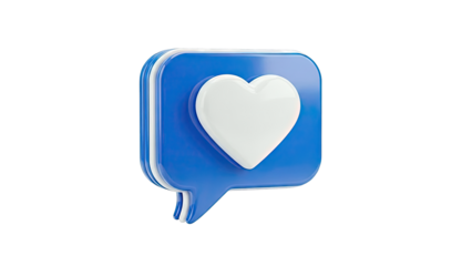 Blue speech bubble with white heart icon