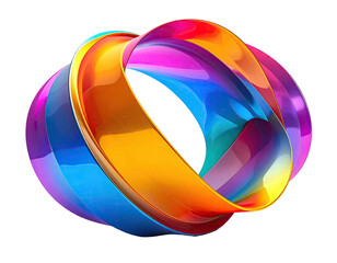 Colorful, glossy, and intertwined three-dimensional abstract ring shape