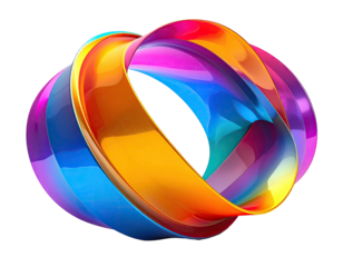 Colorful, glossy, and intertwined three-dimensional abstract ring shape