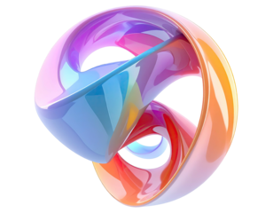 3D-rendered, glossy, looping, abstract form with vibrant color gradient