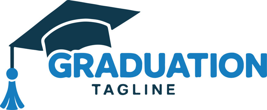 graduation mortarboard logo with tassel and text placeholder