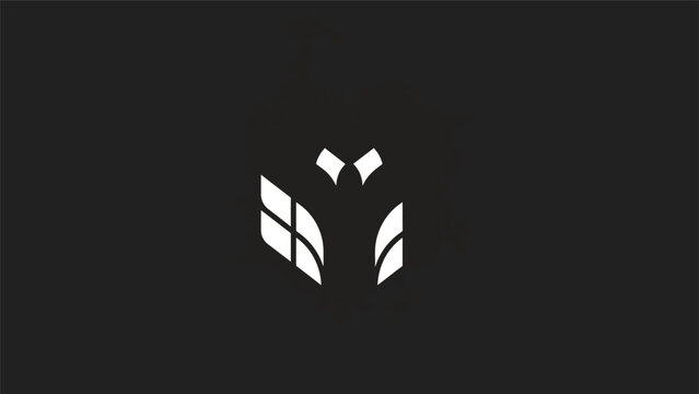 Abstract geometric logo design featuring a stylized figure with wings, minimalist and modern.