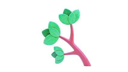 Stylized green tree sprout with brown trunk on white background