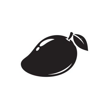 Black and white mango silhouette vector illustration isolated on white background