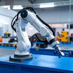 Modern robotic arm in industrial setting
