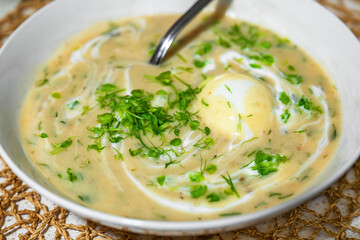 Soup "kulajda", tradition Czech republic dish.