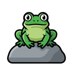 Obraz premium A cartoon frog sitting on a rock