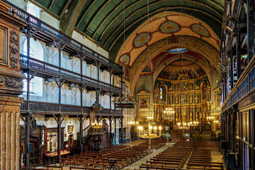 Fototapeta premium Interior of St Jean Baptiste church, St John the Baptist, one the most important landmark of Saint Jean de Luz in France