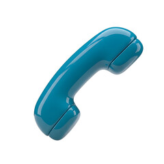 A shiny blue telephone receiver on transparent background