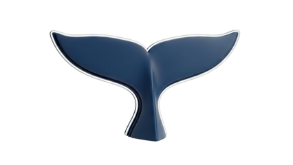 Stylized Blue Whale Tail with Silver Trim