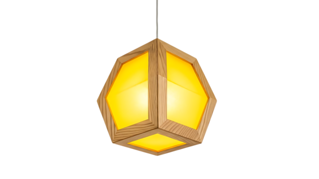 Geometric Wooden Pendant Lamp - Powered by Adobe