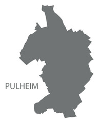 Pulheim city map with boroughs grey illustration silhouette shape