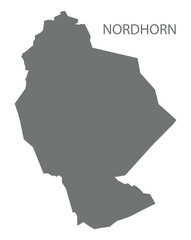 Nordhorn city map with boroughs grey illustration silhouette shape
