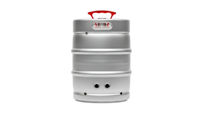 Silver keg with red handle