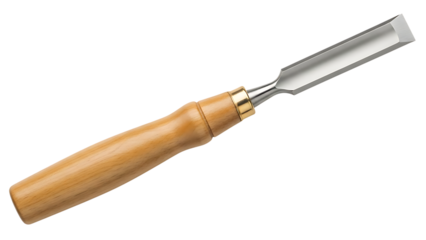 Wooden Handle Chisel on Checkered Background