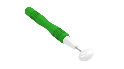Green stylus with white tip on checkered background