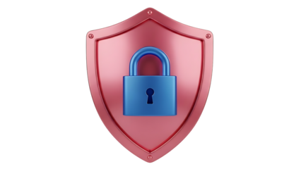 Red Shield with Blue Lock