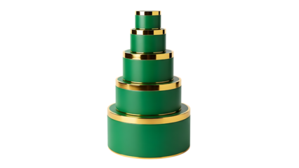 Stacked Green and Gold Cylinders