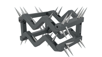 Spiked metal trap device with hinged sections