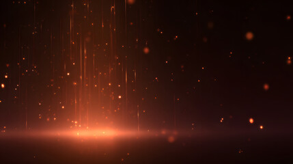 Orange and black background with subtle glowing orange particles in minimalist futuristic style