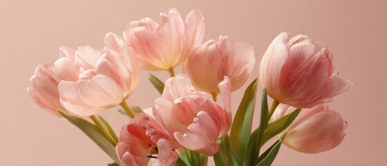 The Pink Tulips Arranged in Soft Pastel Light for Springtime Floral Elegance