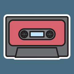 Obraz premium A colorful illustration of a cassette tape on a blue background