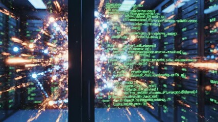 An Eye-Catching Visual of a Data Center Transforming with Explosive Energy, Showcasing the Intersection of Technology and Cosmic Phenomena Through Colorful Visual Effects - Powered by Adobe