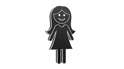 Stylized Black and White Icon of a Woman