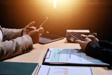 Accounting company provide finance and taxation planning for profitable cash flow, Auditor and accountant team working in office, analyze financial data and accounting record with calculator.Insight