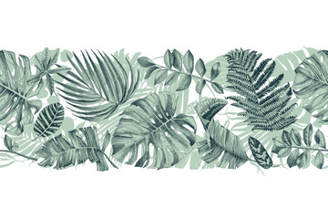 Tropical horizontal vector seamless border © Marina Gorskaya