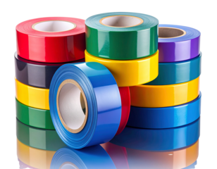 Close-Up Colorful Electrical Tape Rolls with Vinyl Texture PNG
