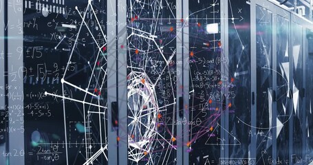 Animation of globe with network of connections and data processing over computer servers - Powered by Adobe