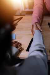 Consultation and conference of professional businesswoman and Male lawyers working and discussion having at law firm in office. Concepts of law, Judge gavel with scales of justice