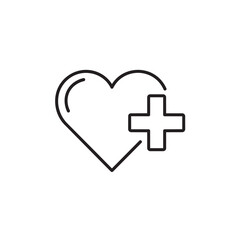 Obraz premium Heart symbol with a plus sign icon for health and medical care cross