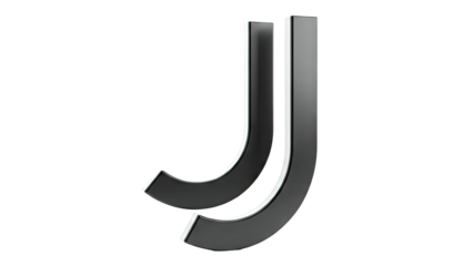 Two stylized black J letters with glossy finish on a white background