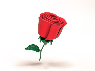 red rose realistic isolated vector 3d icon illustration on White Background