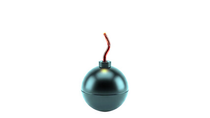Round Black Bomb with Lit Red Fuse