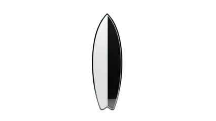 Surfboard with Black and White Split Design