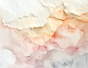 Textured paper with watercolor washes of pale pink, peach, & white