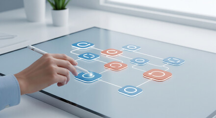 Modern interface design on a large touch screen with digital pen interaction