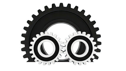 Two small gears meshing with a larger gear