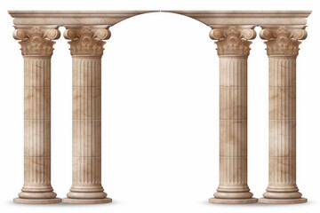 Naklejka premium Ancient marble archway featuring four fluted columns with ornate ionic capitals