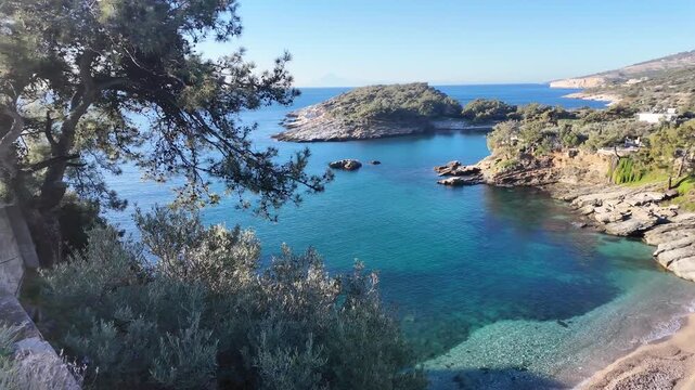 Amazing Landscape of coastline of Thassos island, East Macedonia and Thrace, Greece 