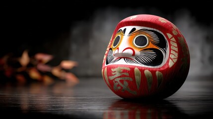 Traditional red daruma doll symbolizing good luck