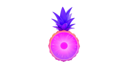 A glowing, stylized pineapple slice against a black background