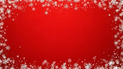 Red background with white snowflakes falling winter falling snow